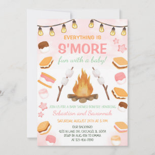Girls S'more Fun Campfire Smores Baby Shower Invitation
