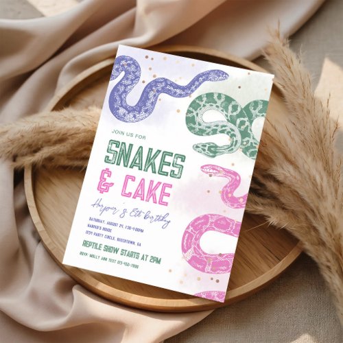 Girls Snake Birthday Invite | Pink Reptile