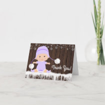 Girls Snowflake Winter Baby Shower Thank You Cards