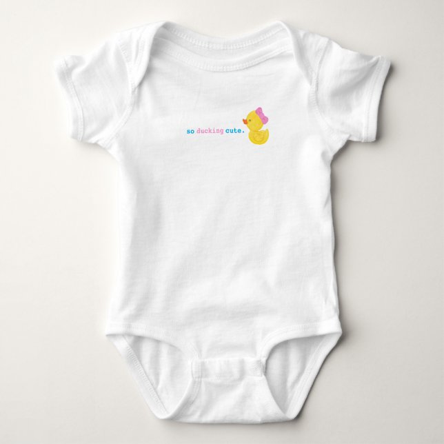 Girls So Ducking Cute White Rubber Duck Kids Baby Bodysuit (Front)