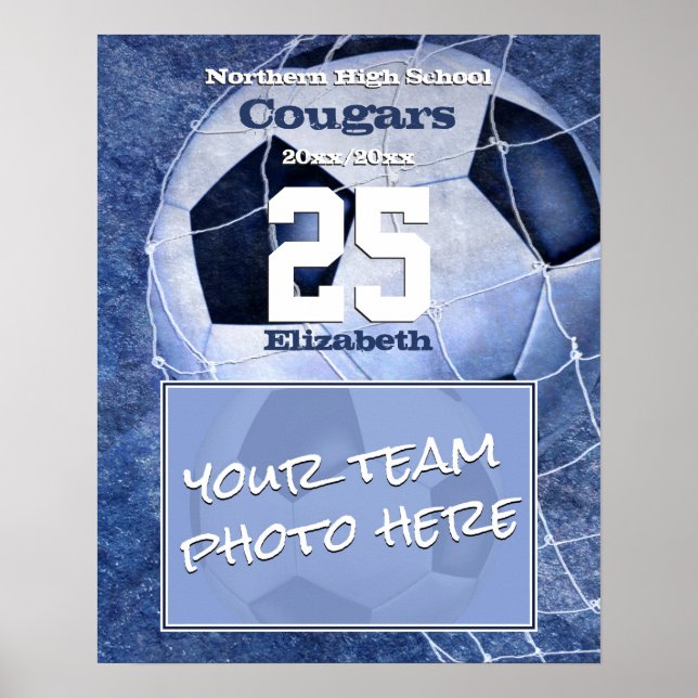 girls' soccer add team photo commemorative poster (Front)