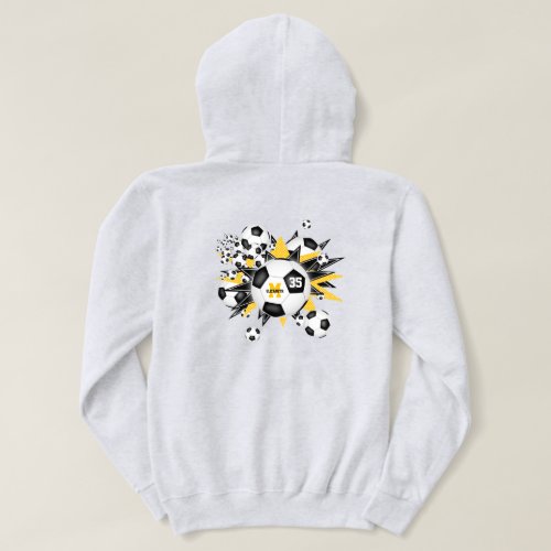 girls soccer ball blowout w black gold stars hoodie