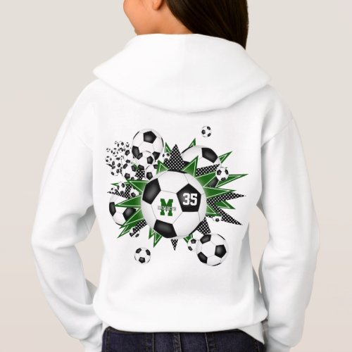 girls soccer ball blowout w green black stars hoodie