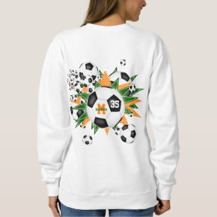 girls soccer ball blowout w green orange stars sweatshirt
