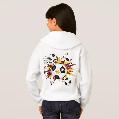 girls soccer ball blowout w maroon gold stars hoodie