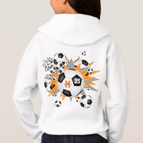 girls soccer ball blowout w orange gray stars  hoodie