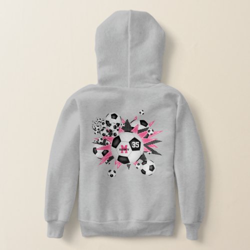 girls soccer ball blowout w pink black stars hoodie