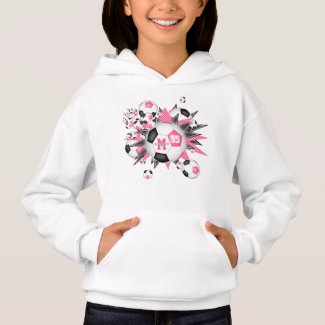 girls soccer ball blowout w pink black stars hoodie