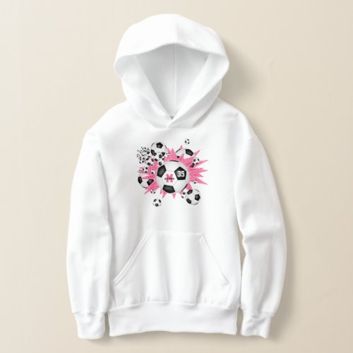 girls soccer ball blowout w pink white stars hoodie