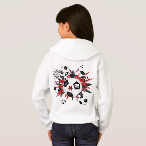 girls soccer ball blowout w red black stars hoodie