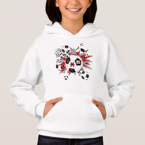 girls soccer ball blowout w red gray stars hoodie