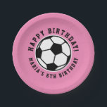 Girl's soccer ball sports Birthday custom pink Pap Paper Plates<br><div class="desc">Girl's soccer ball sports Birthday custom pink Paper Plate. Fun disposable party supplies for cute sporty children's celebration. Add your own name and wishes. Available in small and big sizes for cake and dinner parties.</div>