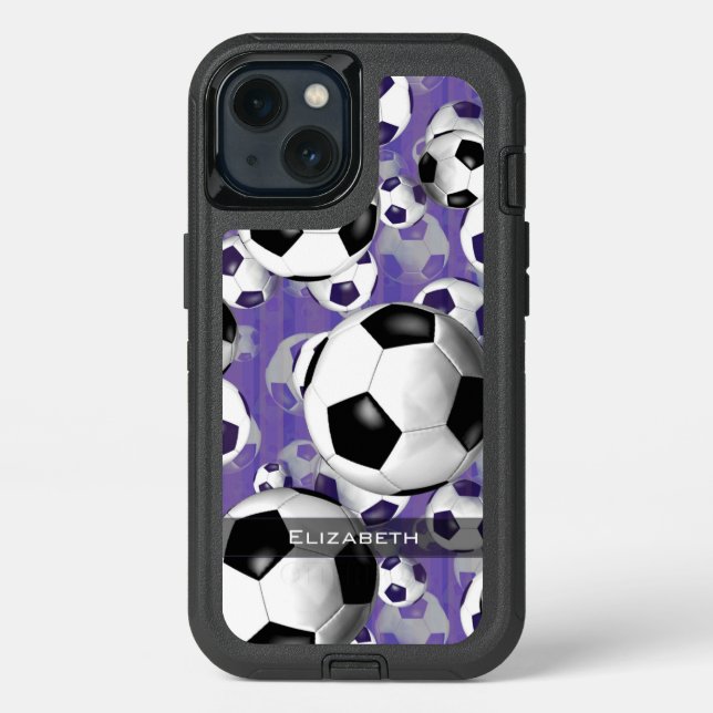 Girls' soccer balls pattern purple otterbox iPhone case (Back)