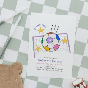 Girls Soccer Birthday Party Invitation