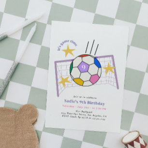 Girls Soccer Birthday Party Invitation