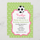 Girl's Soccer Birthday Party Invitation (Front/Back)