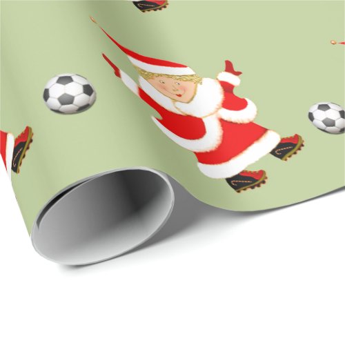 Girls Soccer Christmas Gift Wrapping Paper