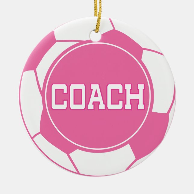 Girls Soccer Coach Gift Idea Ceramic Ornament (Front)