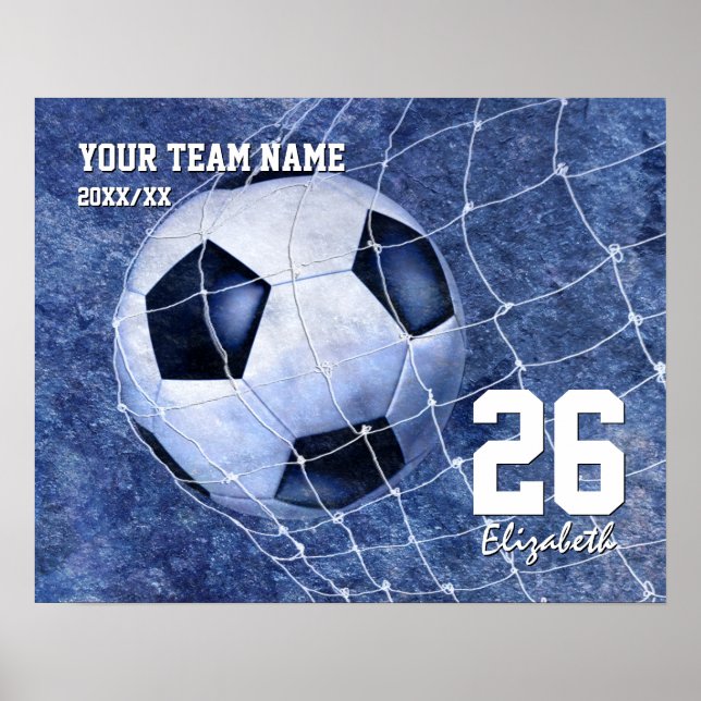 Girls' soccer commemorative team her name number poster (Front)