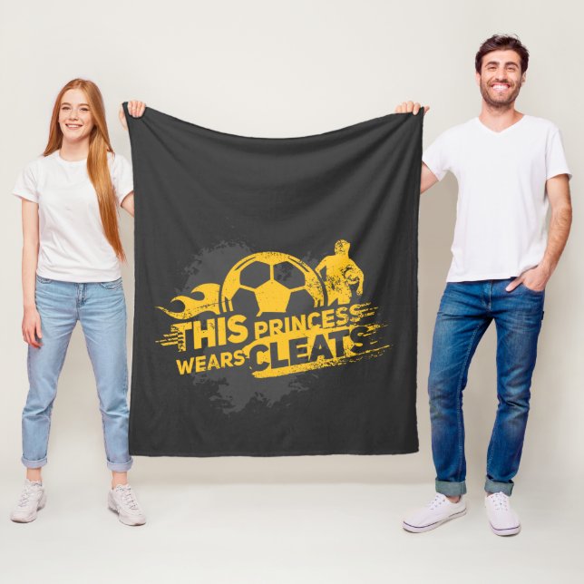 Girls Soccer Fan This Princess Wears Cleats Fleece Blanket (In Situ)