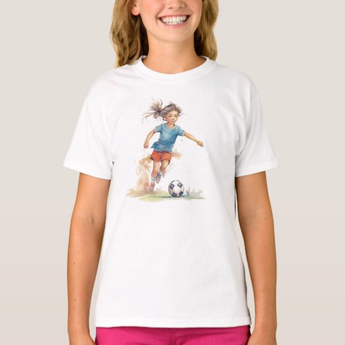 Girls Soccer Front and Back Design T_Shirt