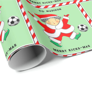 Girls Soccer Holiday Gift Wrapping Paper