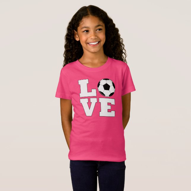 Girls Soccer LOVE Cute Soccer Player T-Shirt (Front Full)