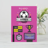 Girls Soccer Party Birthday Sports Pink Invite (Standing Front)