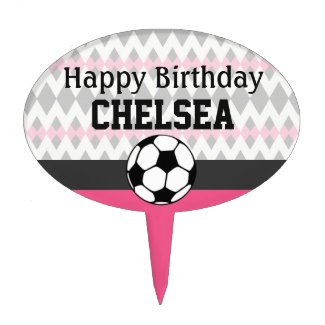 Girl's Soccer Party Custom Birthday Cake Topper
