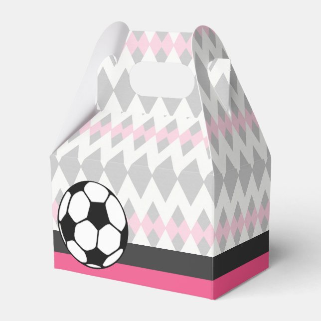 Girl's Soccer Party Custom Birthday Favor Boxes (Front Side)