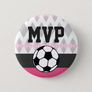 Girl's Soccer Party Custom Birthday MVP Pinback Button