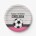 Girl's Soccer Party Custom Birthday Paper Plate