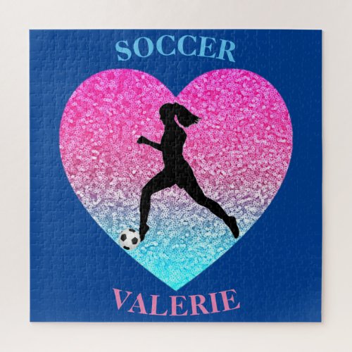 Girls Soccer Personalized Jigsaw Puzzle