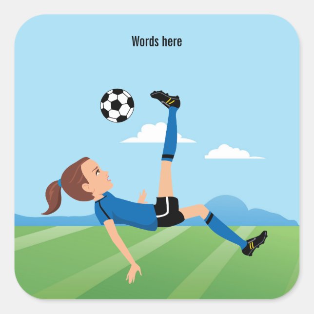 Girl's Soccer Player 3 inch Square Sticker (Front)