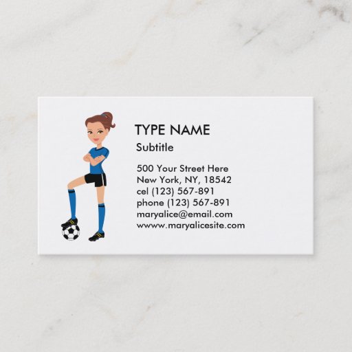 Customizable Girl's Soccer Player Calling Card P Business Cards