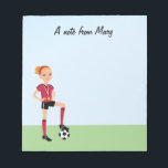 Girl's Soccer Player Notepad Personalized<br><div class="desc">Illustrated with a soccer girl character, this will make any player smile! Whether she plays as goalkeeper, fullback, wingback, sweeper, forward, midfielder, striker this is a fun gift for any young player. Great for kids, and teens, also great as camp stationery. You can find more friendly personalized characters at the...</div>