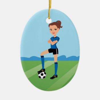 Girl's Soccer Player Ornament Illustrated by ArtbyMonica at Zazzle