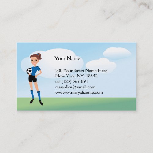 Girl's Soccer Player Personalized Business Card