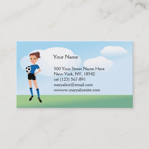 Customizable Girl's Soccer Player Personalized Business Card