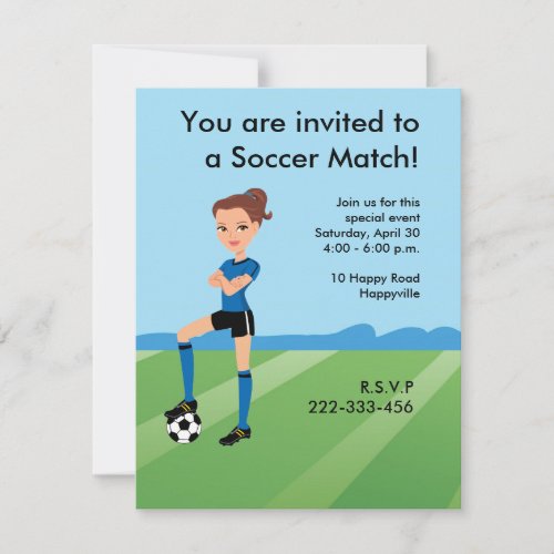 Girl's Soccer Player Personalized Personalized Invite
