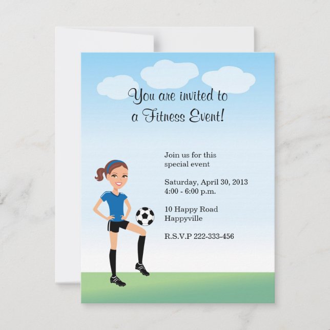 Girl's Soccer Player Personalized Invitation (Front)