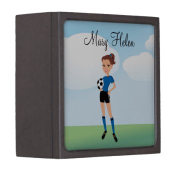 Girl's Soccer Player Personalized Keepsake Box by ArtbyMonica at Zazzle