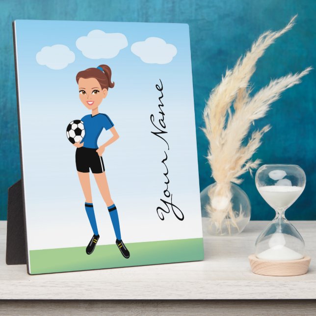 Girl's Soccer Player Personalized Plaque (Side)