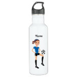 Girl&#39;s Soccer Player Personalized Stainless Steel Water Bottle at Zazzle