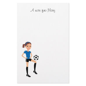 Girl's Soccer Player Personalized Stationery
