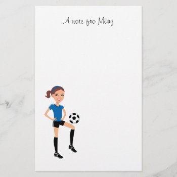 Girl's Soccer Player Personalized Stationery by ArtbyMonica at Zazzle