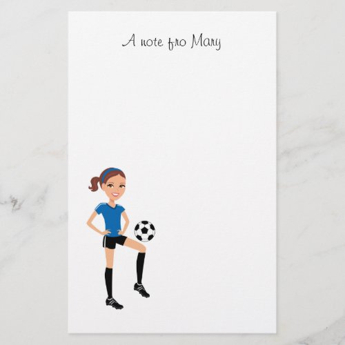 Girls Soccer Player Personalized Stationery