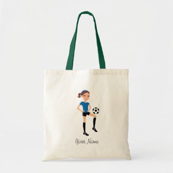 Girl's Soccer Player Personalized Tote Bag by ArtbyMonica at Zazzle