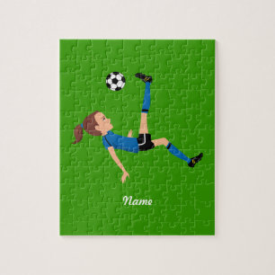 Girl's Soccer Player Puzzle with Tin