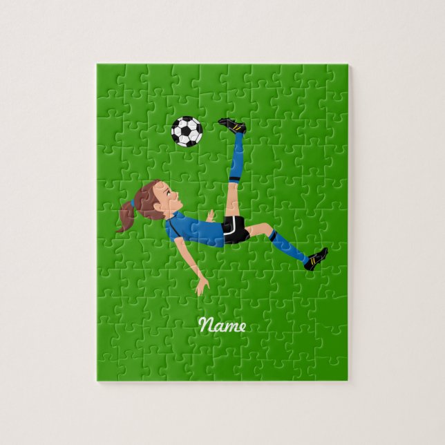 Girl's Soccer Player Puzzle with Tin (Vertical)
